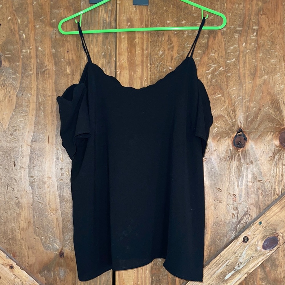 Black large top spaghetti straps and off the shoulder sleeves